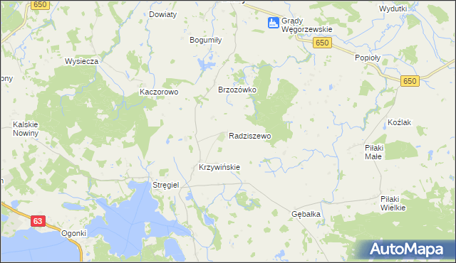 mapa Radziszewo gmina Pozezdrze, Radziszewo gmina Pozezdrze na mapie Targeo