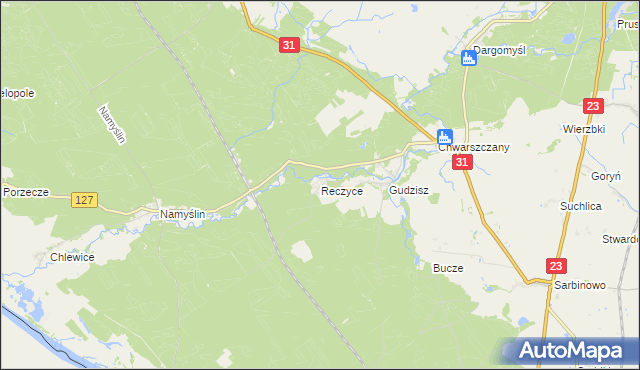 mapa Reczyce gmina Boleszkowice, Reczyce gmina Boleszkowice na mapie Targeo