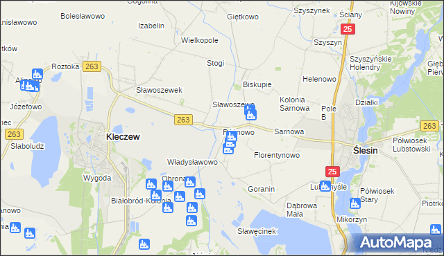 mapa Różnowo gmina Ślesin, Różnowo gmina Ślesin na mapie Targeo