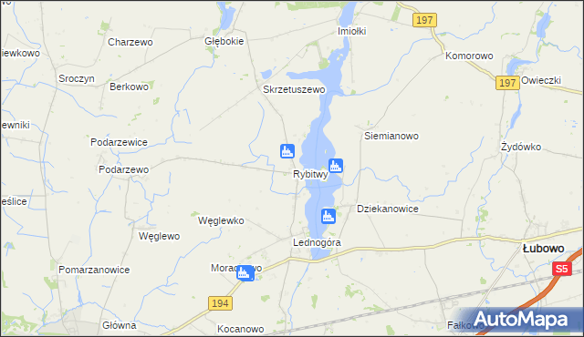 mapa Rybitwy gmina Łubowo, Rybitwy gmina Łubowo na mapie Targeo