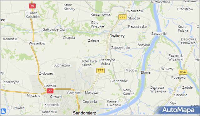 mapa Rzeczyca Mokra, Rzeczyca Mokra na mapie Targeo