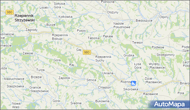 mapa Rzepiennik Suchy, Rzepiennik Suchy na mapie Targeo
