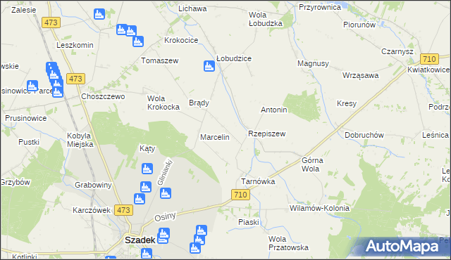 mapa Rzepiszew-Kolonia, Rzepiszew-Kolonia na mapie Targeo