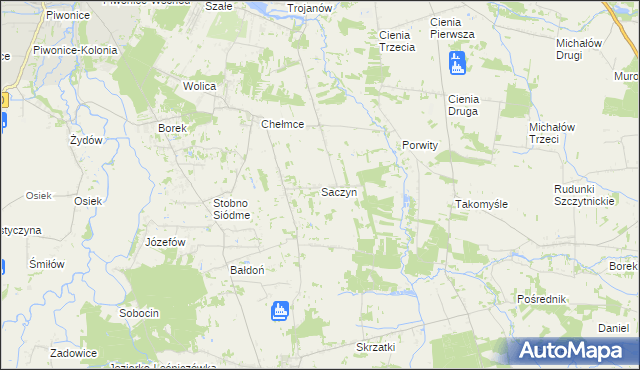 mapa Saczyn, Saczyn na mapie Targeo