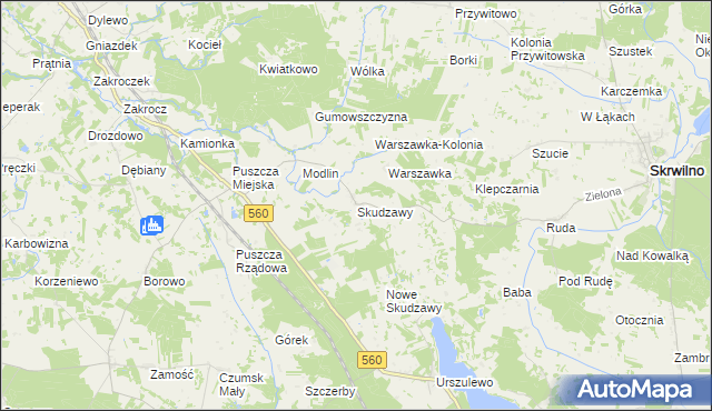 mapa Skudzawy, Skudzawy na mapie Targeo