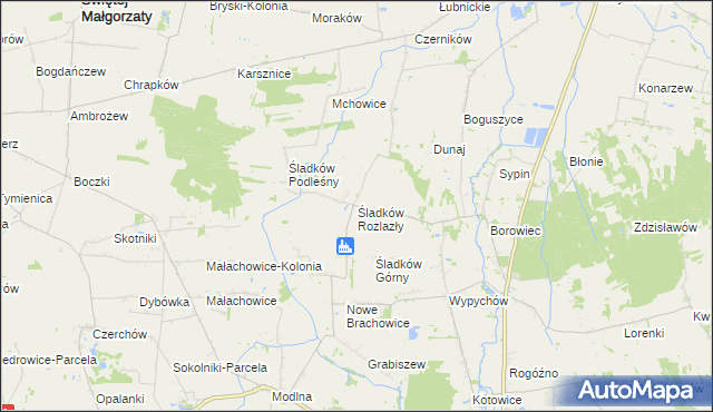 mapa Śladków Rozlazły, Śladków Rozlazły na mapie Targeo
