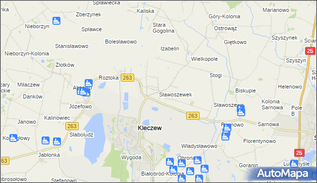 mapa Sławoszewek, Sławoszewek na mapie Targeo