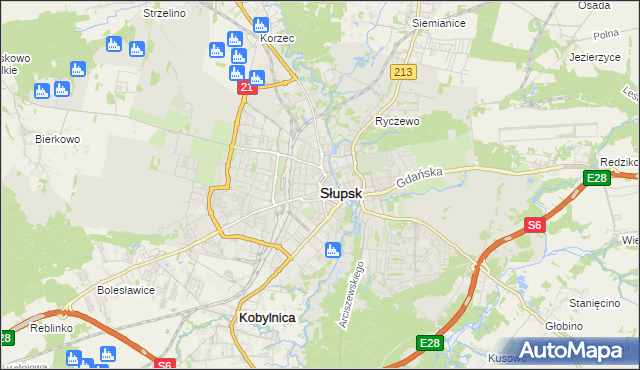 mapa Słupska, Słupsk na mapie Targeo