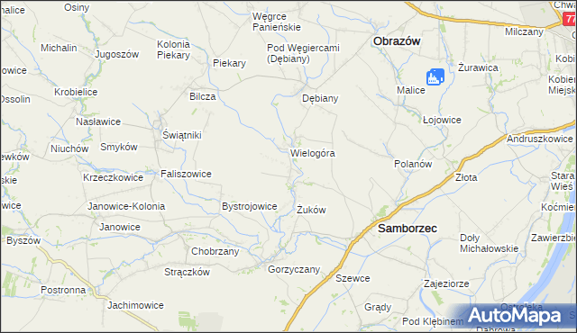 mapa Śmiechowice gmina Samborzec, Śmiechowice gmina Samborzec na mapie Targeo
