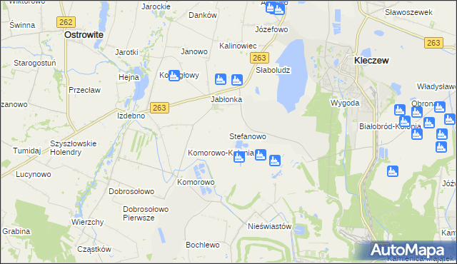 mapa Stefanowo gmina Kazimierz Biskupi, Stefanowo gmina Kazimierz Biskupi na mapie Targeo