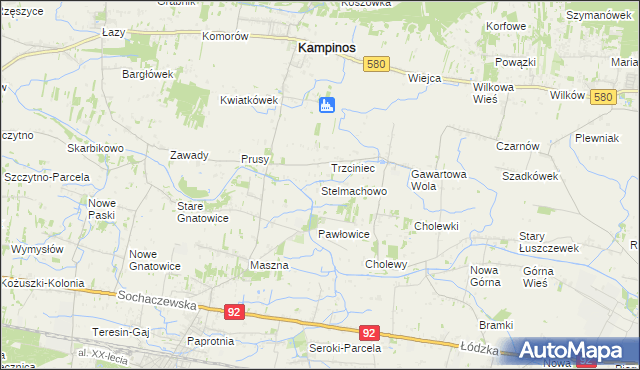 mapa Stelmachowo gmina Leszno, Stelmachowo gmina Leszno na mapie Targeo