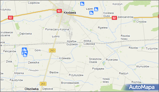 mapa Straszkówek, Straszkówek na mapie Targeo