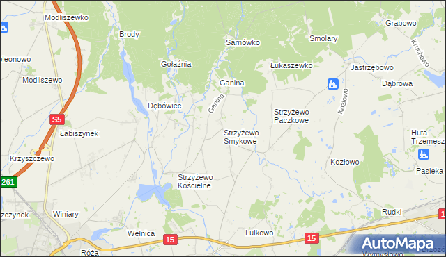 mapa Strzyżewo Smykowe, Strzyżewo Smykowe na mapie Targeo