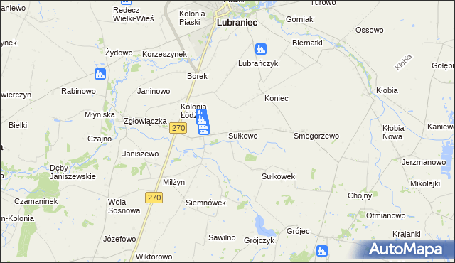 mapa Sułkowo gmina Lubraniec, Sułkowo gmina Lubraniec na mapie Targeo