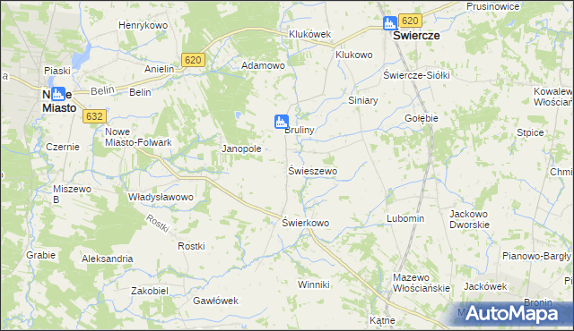 mapa Świeszewo gmina Świercze, Świeszewo gmina Świercze na mapie Targeo