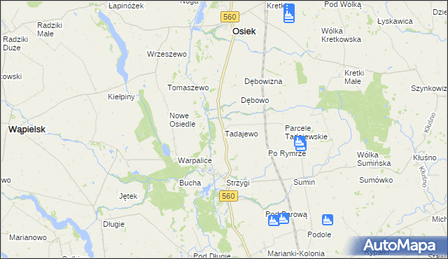 mapa Tadajewo, Tadajewo na mapie Targeo