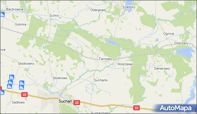 mapa Tarnowo gmina Suchań, Tarnowo gmina Suchań na mapie Targeo