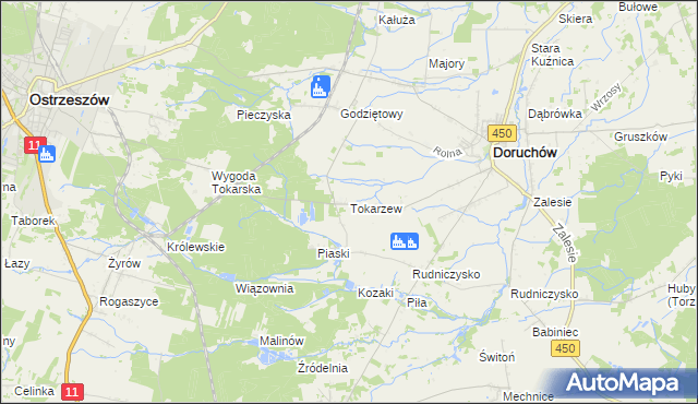 mapa Tokarzew gmina Doruchów, Tokarzew gmina Doruchów na mapie Targeo