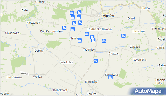 mapa Trzciniec gmina Michów, Trzciniec gmina Michów na mapie Targeo