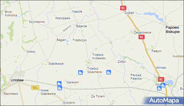 mapa Trzebcz Królewski, Trzebcz Królewski na mapie Targeo