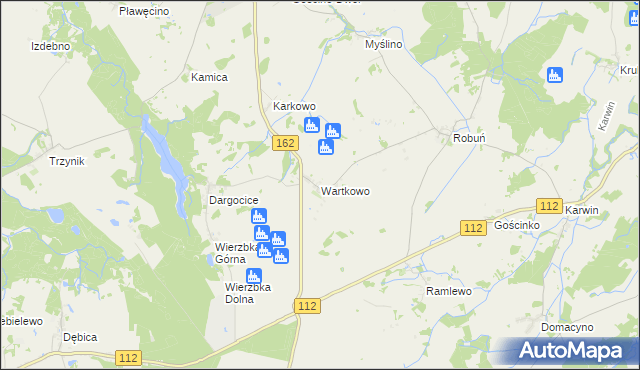 mapa Wartkowo, Wartkowo na mapie Targeo
