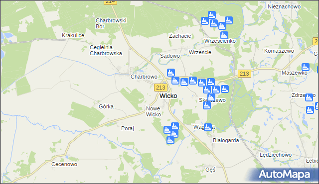 mapa Wicko powiat lęborski, Wicko powiat lęborski na mapie Targeo