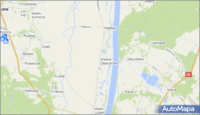 mapa Wielkie Zajączkowo, Wielkie Zajączkowo na mapie Targeo