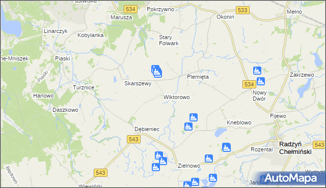 mapa Wiktorowo gmina Gruta, Wiktorowo gmina Gruta na mapie Targeo