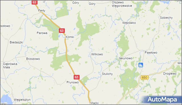 mapa Wilkowo gmina Węgorzewo, Wilkowo gmina Węgorzewo na mapie Targeo