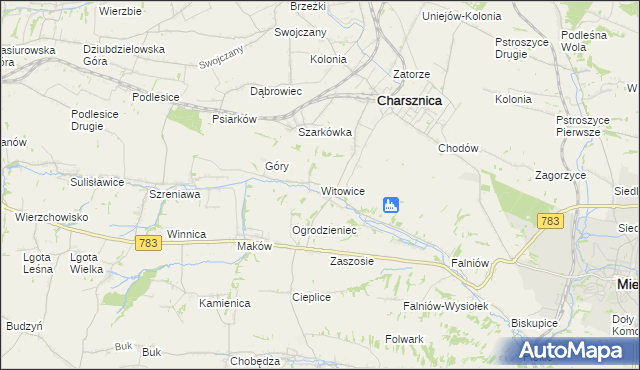 mapa Witowice gmina Charsznica, Witowice gmina Charsznica na mapie Targeo