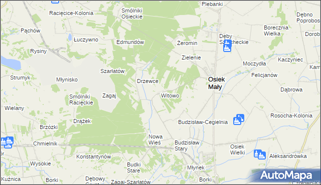 mapa Witowo gmina Osiek Mały, Witowo gmina Osiek Mały na mapie Targeo
