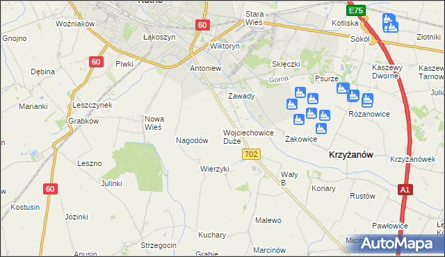 mapa Wojciechowice Duże, Wojciechowice Duże na mapie Targeo