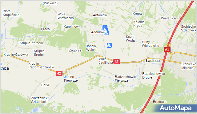 mapa Wola Jedlińska, Wola Jedlińska na mapie Targeo