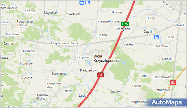 mapa Wola Krzysztoporska, Wola Krzysztoporska na mapie Targeo