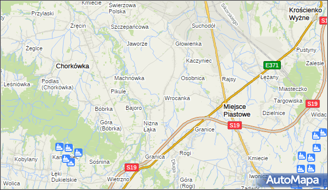 mapa Wrocanka gmina Miejsce Piastowe, Wrocanka gmina Miejsce Piastowe na mapie Targeo