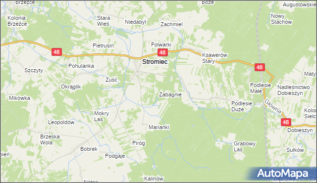 mapa Zabagnie gmina Stromiec, Zabagnie gmina Stromiec na mapie Targeo