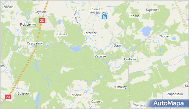 mapa Zacisze gmina Lubiszyn, Zacisze gmina Lubiszyn na mapie Targeo