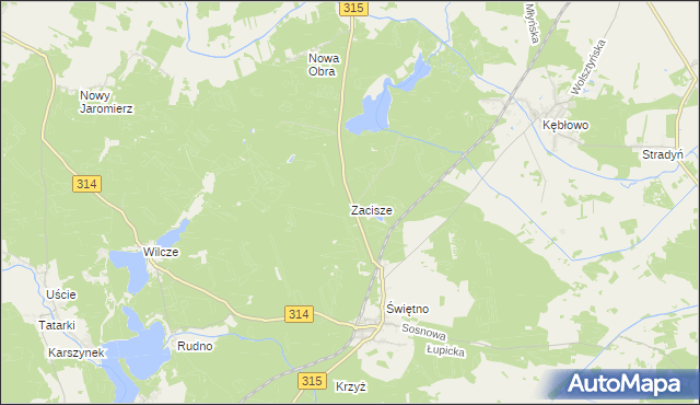 mapa Zacisze gmina Wolsztyn, Zacisze gmina Wolsztyn na mapie Targeo