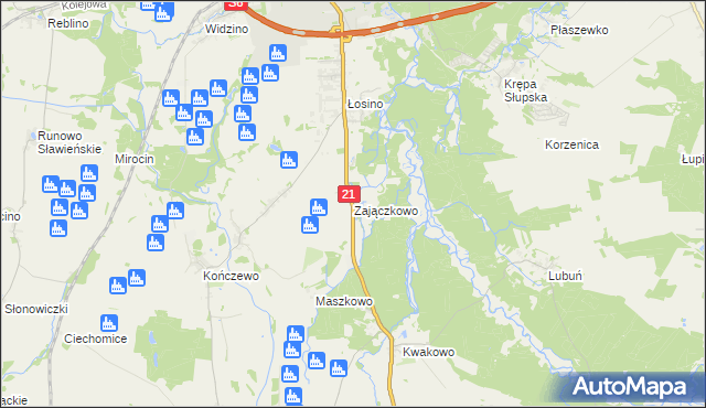 mapa Zajączkowo gmina Kobylnica, Zajączkowo gmina Kobylnica na mapie Targeo