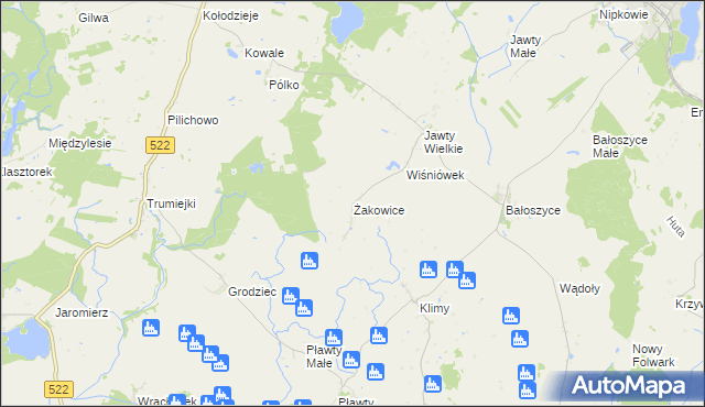 mapa Żakowice gmina Susz, Żakowice gmina Susz na mapie Targeo