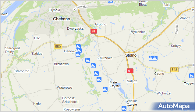 mapa Zakrzewo gmina Stolno, Zakrzewo gmina Stolno na mapie Targeo