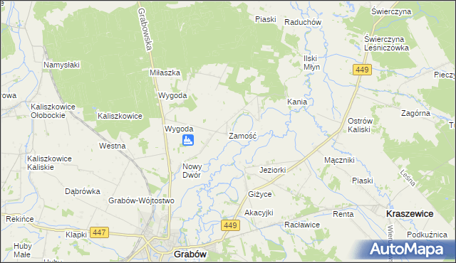 mapa Zamość gmina Sieroszewice, Zamość gmina Sieroszewice na mapie Targeo