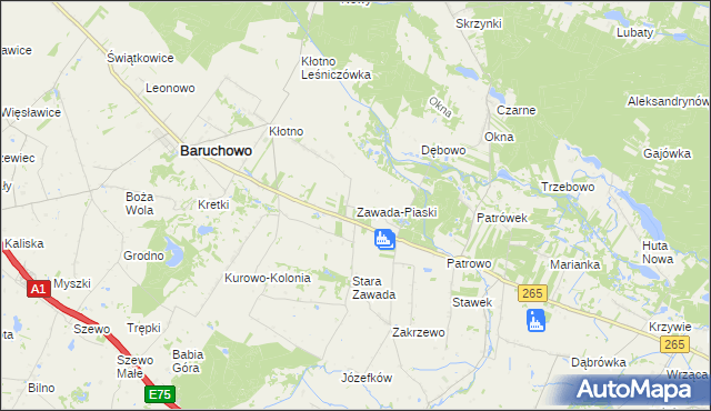mapa Zawada-Piaski, Zawada-Piaski na mapie Targeo