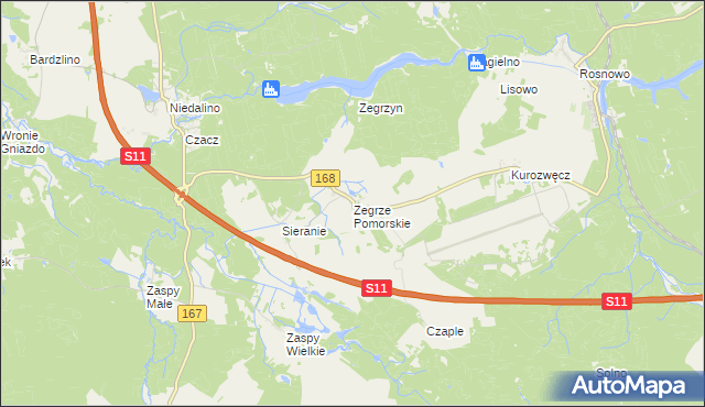 mapa Zegrze Pomorskie, Zegrze Pomorskie na mapie Targeo