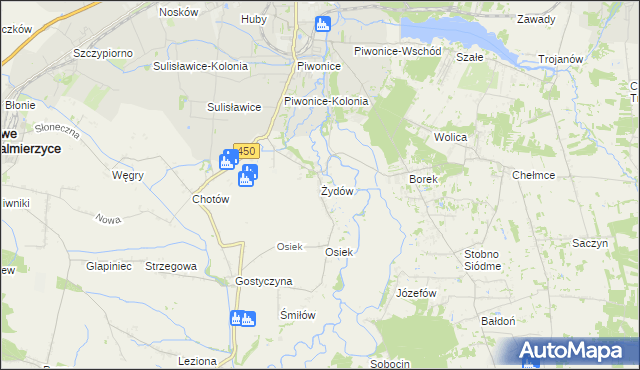 mapa Żydów gmina Godziesze Wielkie, Żydów gmina Godziesze Wielkie na mapie Targeo