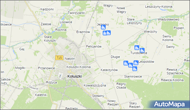 mapa Zygmuntów gmina Koluszki, Zygmuntów gmina Koluszki na mapie Targeo