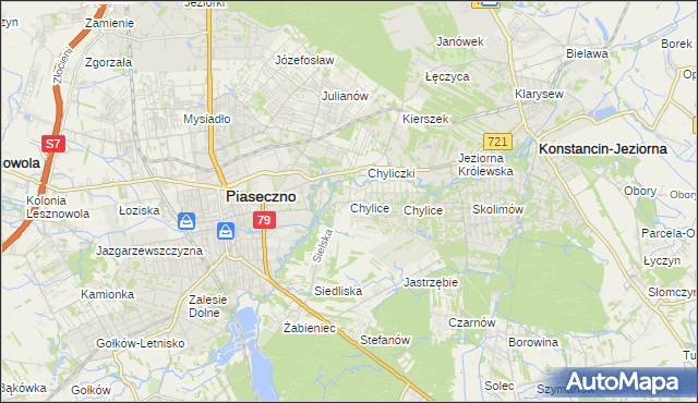 mapa Chylice gmina Piaseczno, Chylice gmina Piaseczno na mapie Targeo