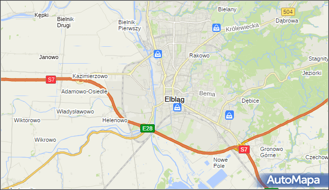 mapa Elbląga, Elbląg na mapie Targeo