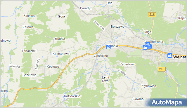 mapa Gościcino, Gościcino na mapie Targeo