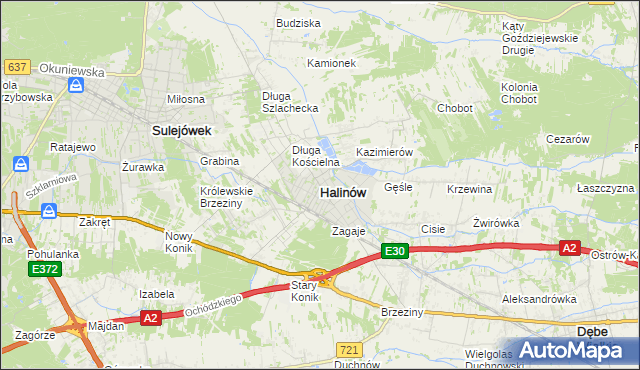 mapa Halinów powiat miński, Halinów powiat miński na mapie Targeo